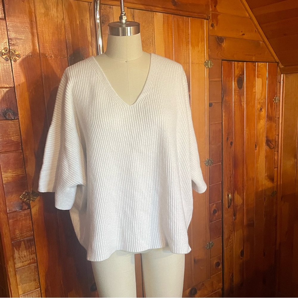 Elegant White V-Neck Sweater by Helmut Lang